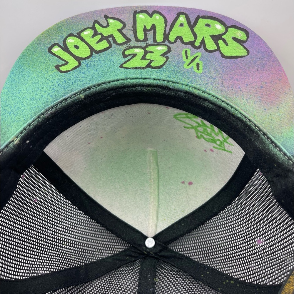 JOEY MARS Autographed, Adjustable flat brim trucker hat galaxy spraypaint artist - Picture 4 of 7